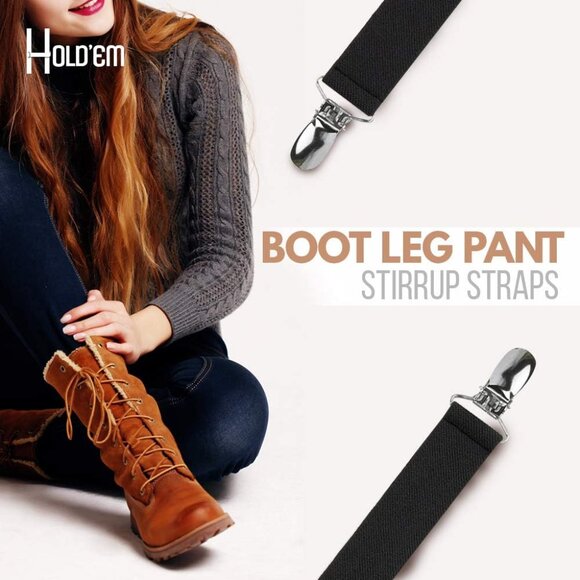 HOLD'EM Boot Straps Leg Pant Stirrup Soft Elastic Heavy Clip Keeps Pants Tucked - Picture 6 of 11
